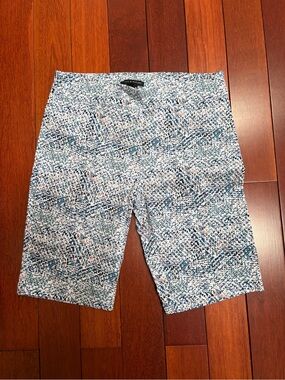 Zac & Rachel Women's Printed Athletic Shorts - Blue & White with Pink Accents